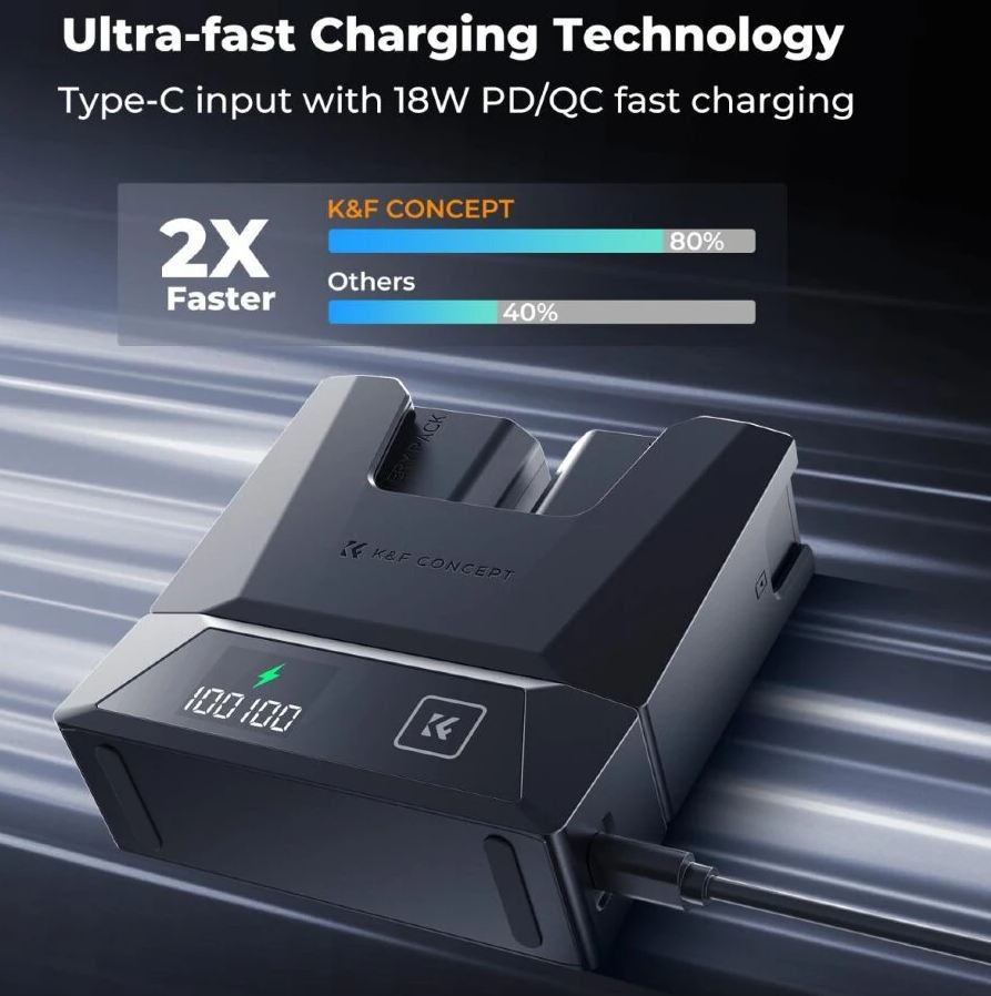 2 аккумулятора NP-FZ100 + зарядное устройство K&F Concept Modular Fast Charger Kit