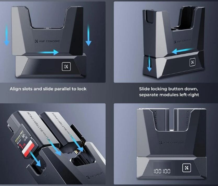 2 аккумулятора NP-FZ100 + зарядное устройство K&F Concept Modular Fast Charger Kit