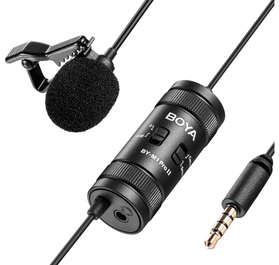 Микрофон Boya BY-M1 Pro II, петличный, всенаправленный, 3.5 мм TRS / TRRS