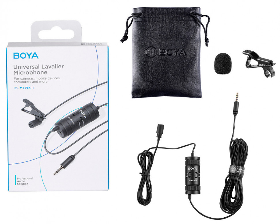 Микрофон Boya BY-M1 Pro II, петличный, всенаправленный, 3.5 мм TRS / TRRS