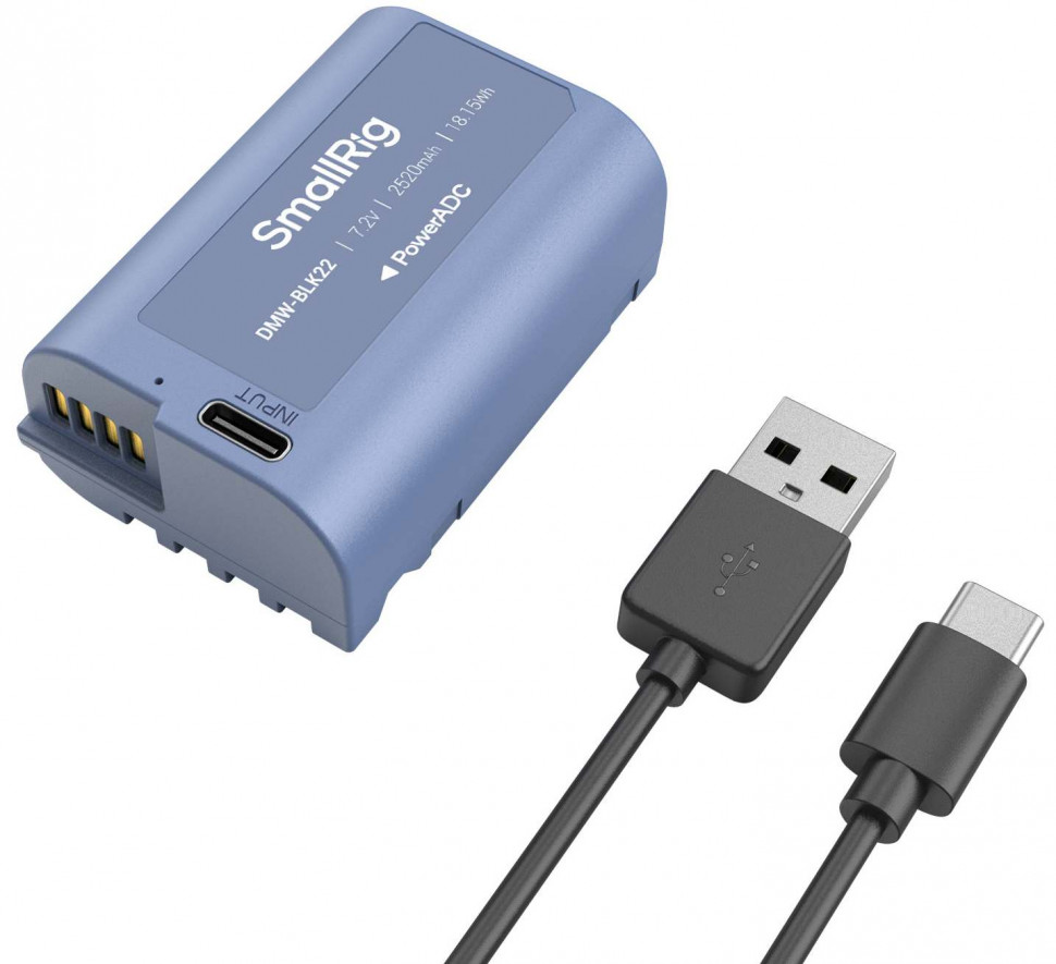 Аккумулятор SmallRig 4906 DMW-BLK22 Type-C Синий