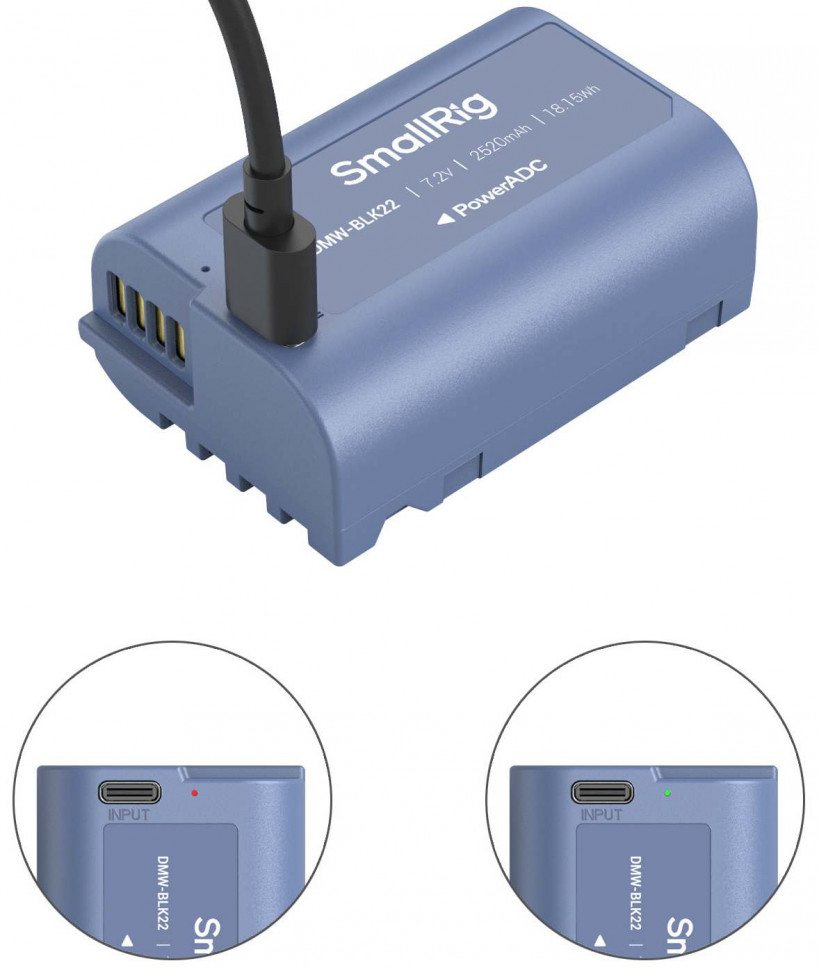 Аккумулятор SmallRig 4906 DMW-BLK22 Type-C Синий