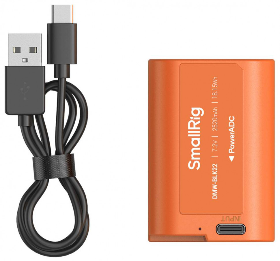 Аккумулятор SmallRig 4979 DMW-BLK22 Type-C Оранжевый