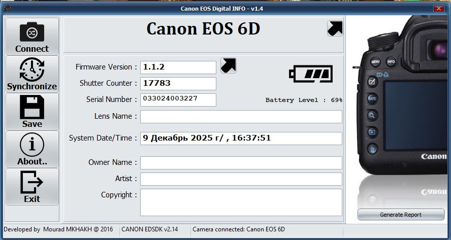 Canon EOS 6D body (17800 кадров)