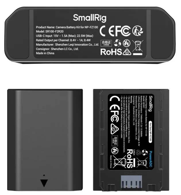 2 аккумулятора NP-FZ100 + зарядное устройство SmallRig 5483 Turbo Charging Kit