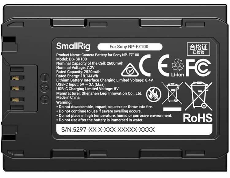 Аккумулятор SmallRig NP-FZ100 Power Display Type-C 2600mAh
