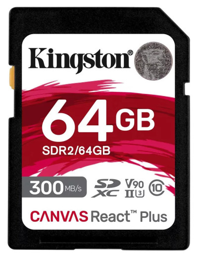 Карта памяти SDXC 64GB Kingston Canvas React Plus UHS-II Class U3 V90