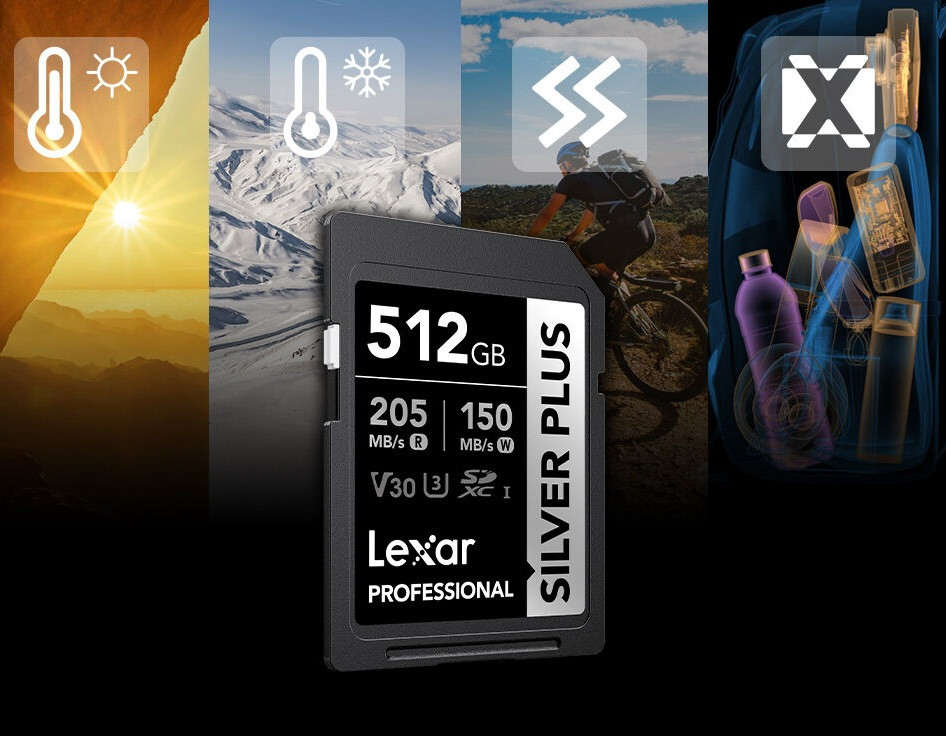 Карта памяти Lexar SDXC 512GB Professional Silver Plus UHS-I U3 V30 (205/150 MB/s)