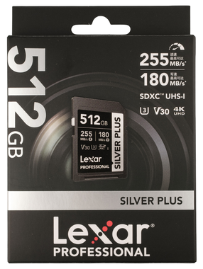 Карта памяти Lexar SDXC 512GB Professional Silver Plus UHS-I U3 V30 (255/180 MB/s)