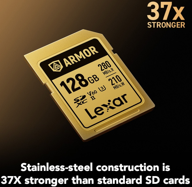 Карта памяти SDXC 128GB Lexar ARMOR Gold C10 V60 U3 (R280/W210MB/s)