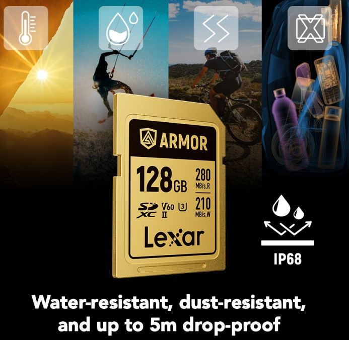 Карта памяти SDXC 128GB Lexar ARMOR Gold C10 V60 U3 (R280/W210MB/s)