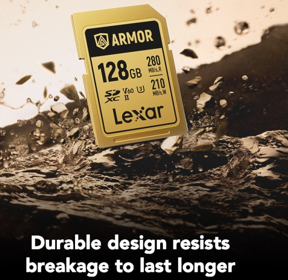 Карта памяти SDXC 128GB Lexar ARMOR Gold C10 V60 U3 (R280/W210MB/s)