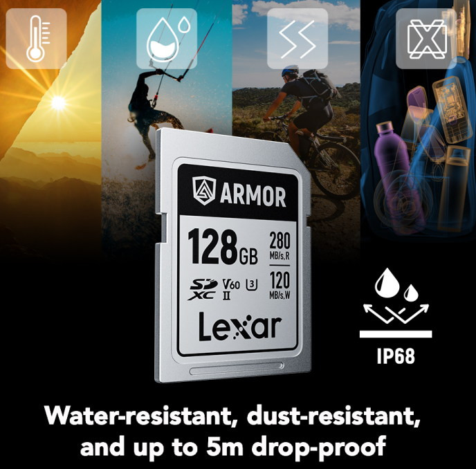 Карта памяти SDXC 128GB Lexar ARMOR Silver Pro C10 V60 U3 6K UHD (R280/W120MB/s)