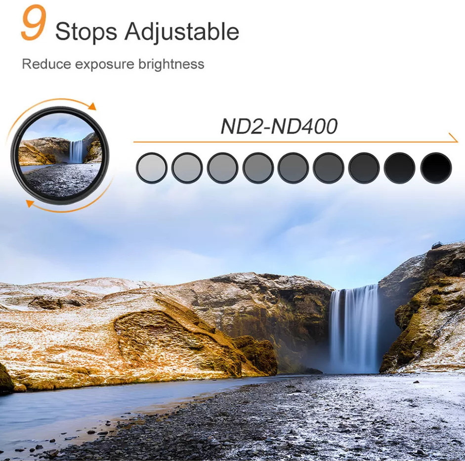 Светофильтр K&F Concept Variable ND2-ND400 Blue Coated 62mm