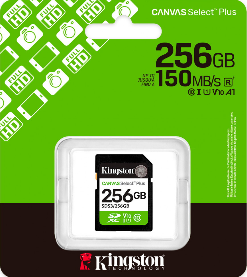 Карта памяти SDXC 256GB Kingston Select Plus Gen3 UHS-I Class U1 V10 до 150Mb/s