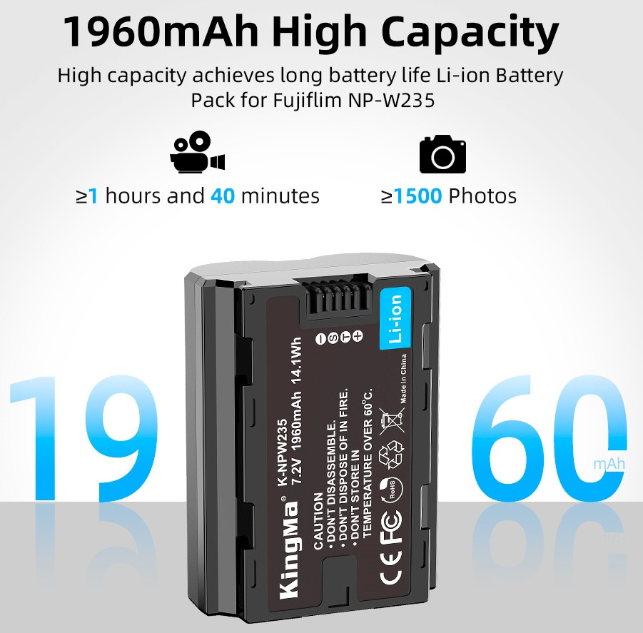 Аккумулятор KingMa NP-W235 1960mAh