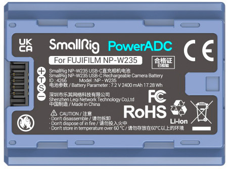 Аккумулятор SmallRig 4266 NP-W235 Type-C Синий