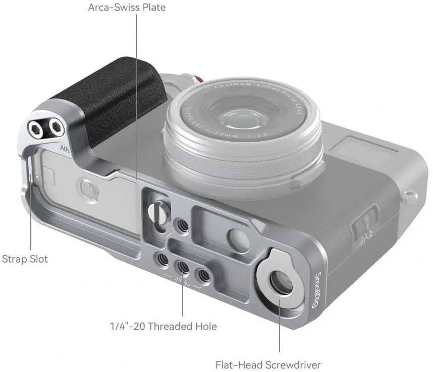 Дополнительный хват SmallRig 4555 для Fujifilm X100VI / X100V Серебро