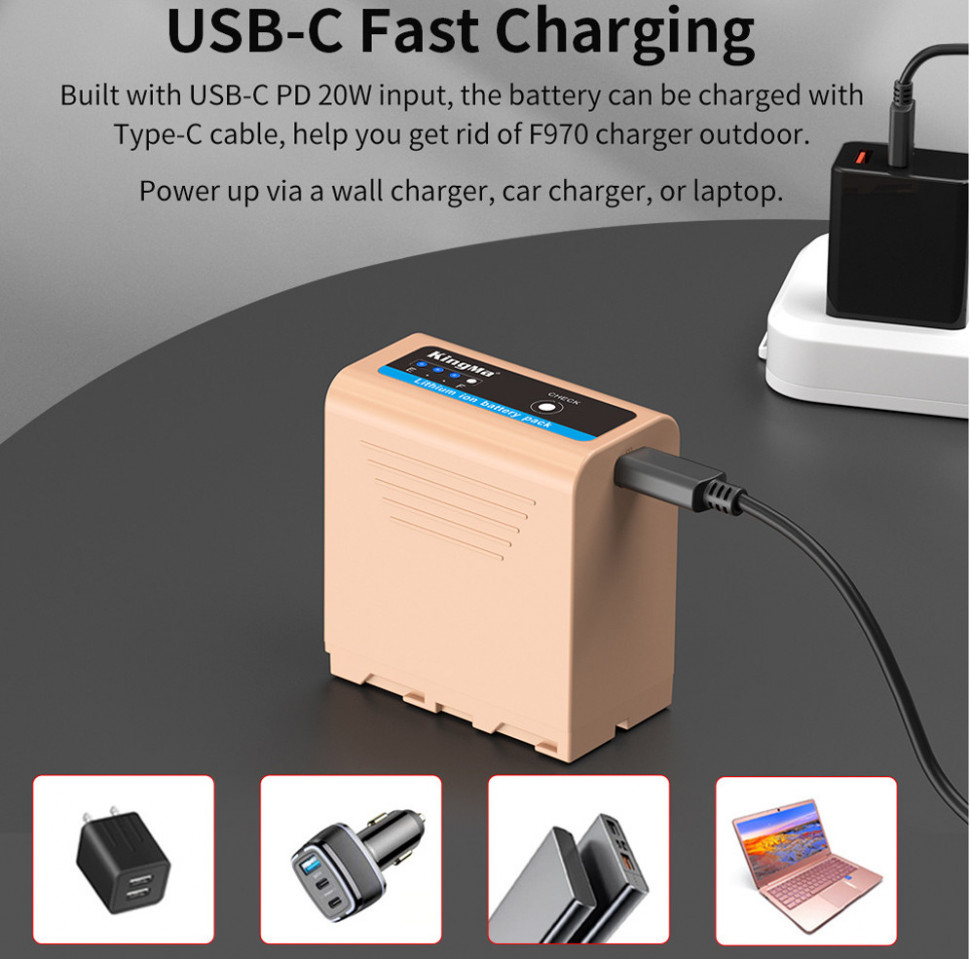 Аккумулятор Kingma NP-F970 7800mAh Type-C PD 20W