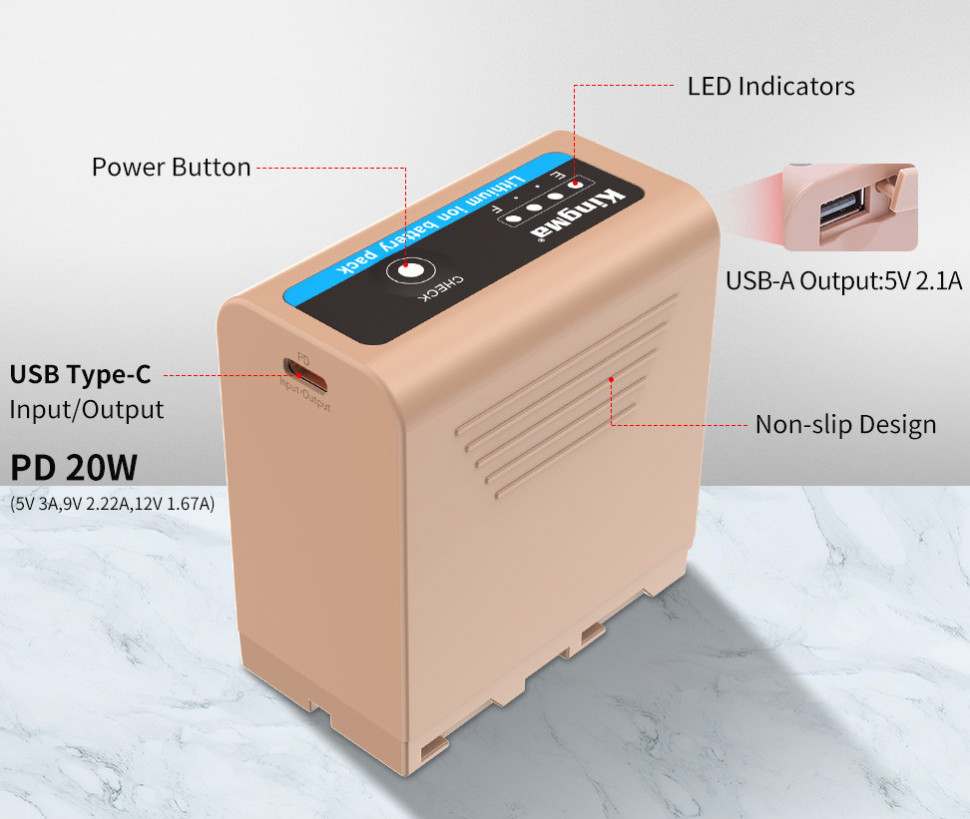 Аккумулятор Kingma NP-F970 7800mAh Type-C PD 20W