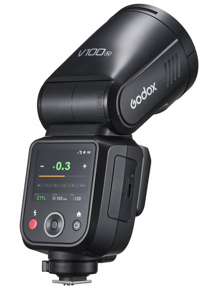 Вспышка накамерная Godox V100N TTL с круглой головкой для Nikon