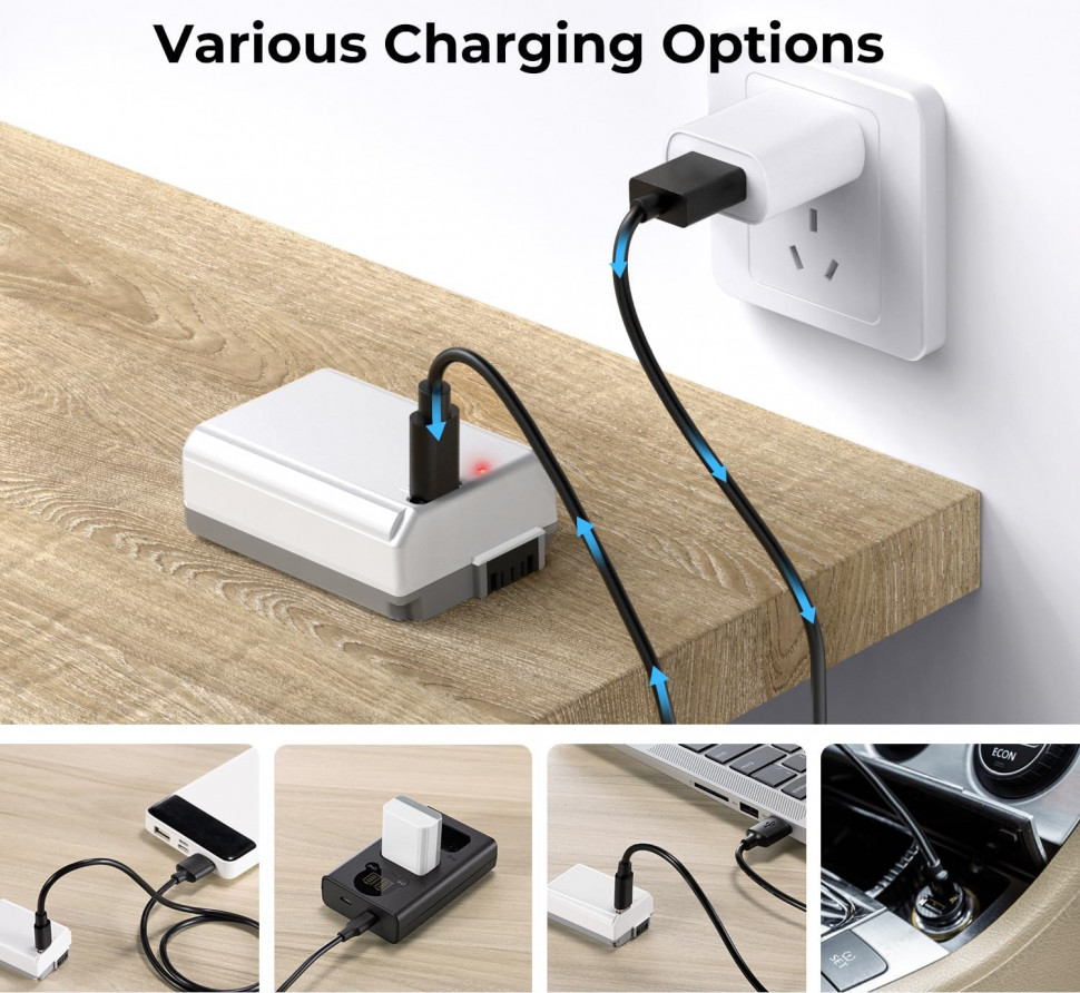 Комплект аккумуляторов K&F Concept NP-FW50 Type-C (2шт)