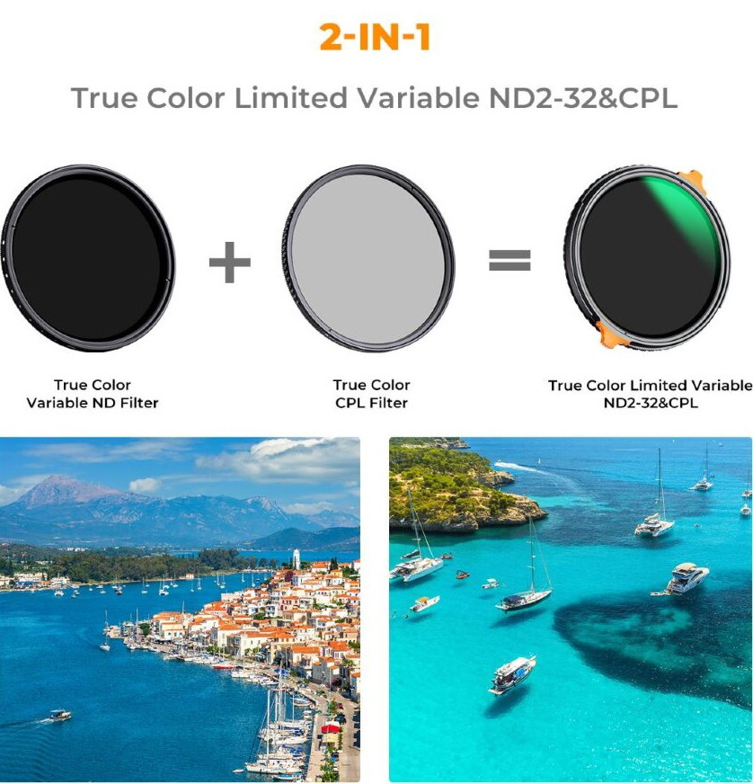 Светофильтр K&F Concept Nano-X CPL/ND2-32 82мм